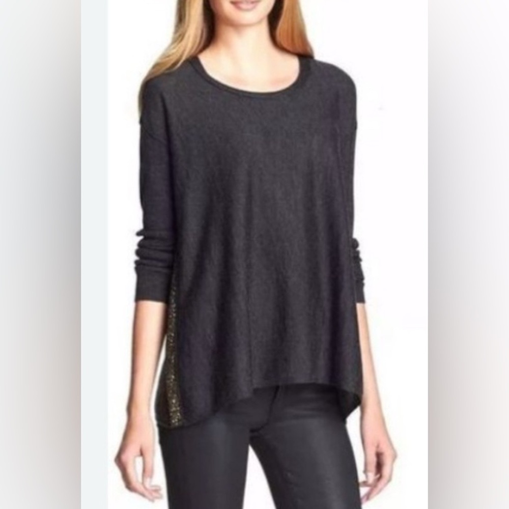 Eileen Fisher Charcoal Sweater with Gold Sequins Accents